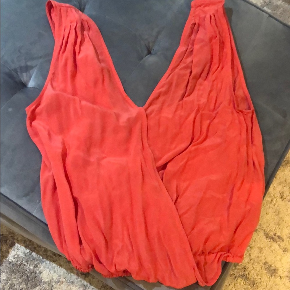 Joie Coral Silk Blouse Size L